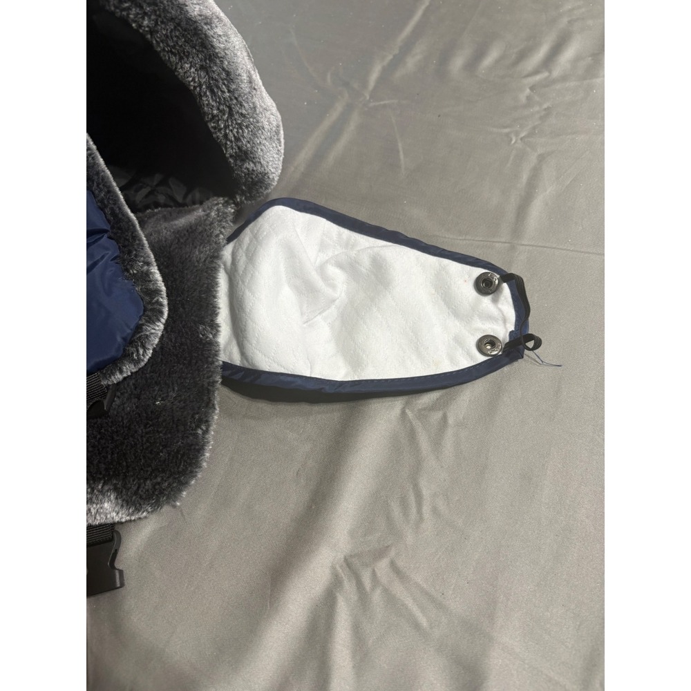 True Gear North Mens Trapper Hat Navy Blue Faux Fur Aviator Cap with Face Mask - Picture 6 of 6